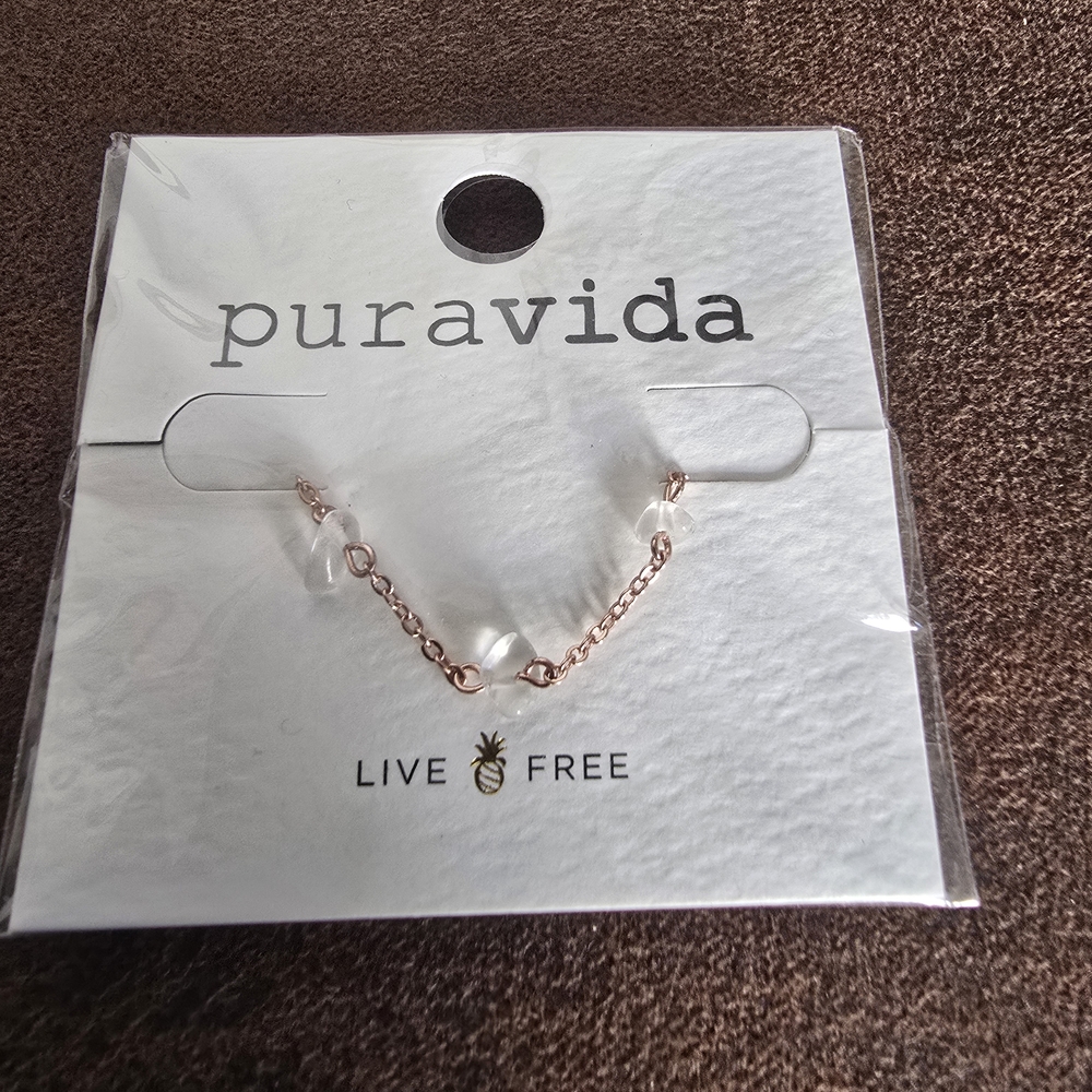Pura Vida Rose Gold Chain Necklace with Clear Crystal Beads